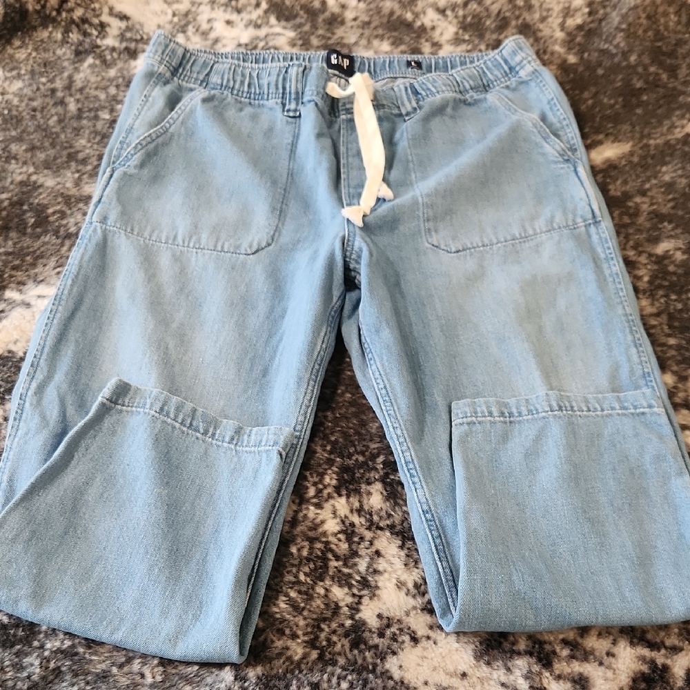 Light Blue Women's Relaxed Drawstring Jeans - Picture 3 of 4